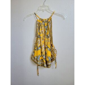 Free People Sophia Printed Halter Tank Size S‎ Poppy Gold Combo Floral